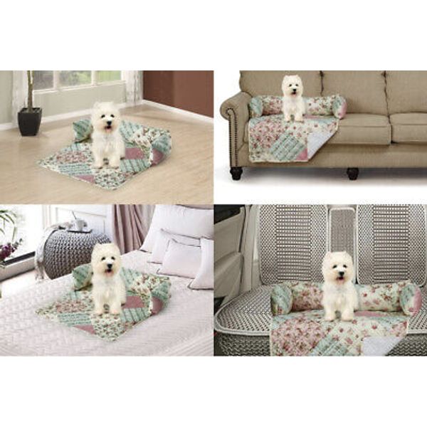 NIP New BRILLIANT SUNSHINE Pink/Green Quilted Patchwork PET SOFA BED L-42”x32”