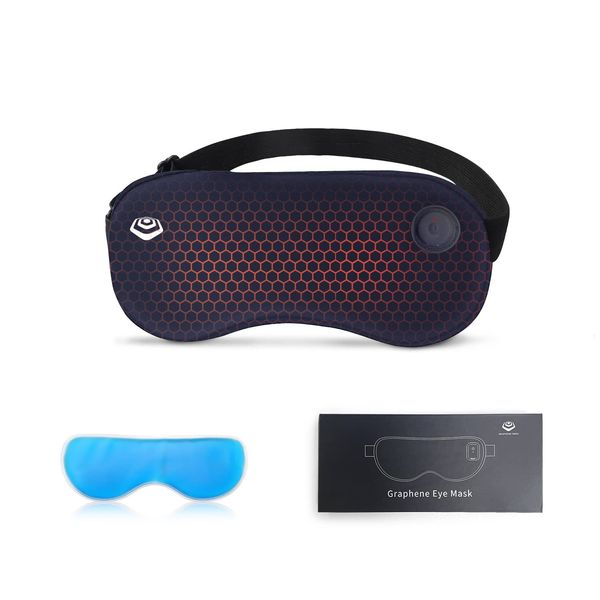 GRAPHENE TIMES Wireless Heated Eye Mask with Cooling Gel - Rechargeable Sleep Mask for Blepharitis, Puffy Eyes, Styes Eye, MGD and Dry Eye Syndrome