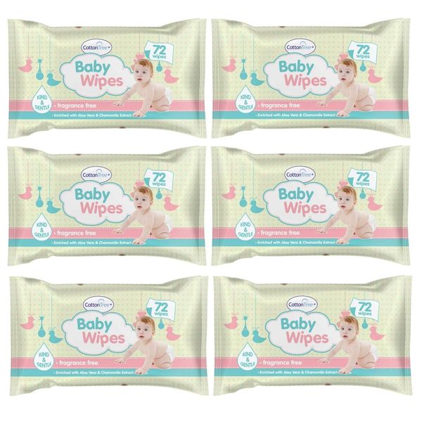 Cotton Tree Essential Baby Wipes, 72Pk