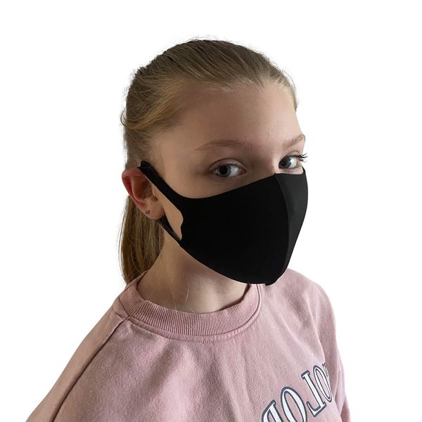 Washable Reusable Kids Black Face Mask Dustproof Mouth Cover Covering For Boys Girls Children Outdoors Indoors Cycling Ski Protection