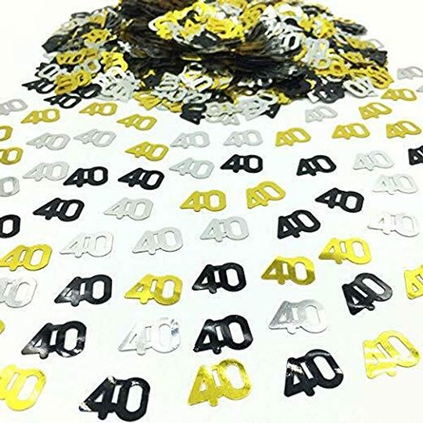 lgt 40th Birthday Confetti Table decorations scatter Black gold and silver birthday Confetti