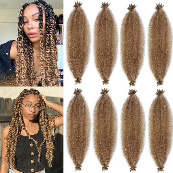 Afro Twist Hair 28 Inch 8 Packs, Springy Afro Twist Hair Pre Fluffed Spring Twist Hair Pre Stretched Wrapping Hair for Soft Locs Hair Extensions (8-27#)