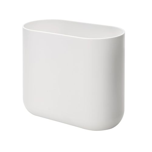 iDesign Slim Oval Plastic Waste Basket The Cade Collection, 10.56” x 5.5” x 9.77”, White