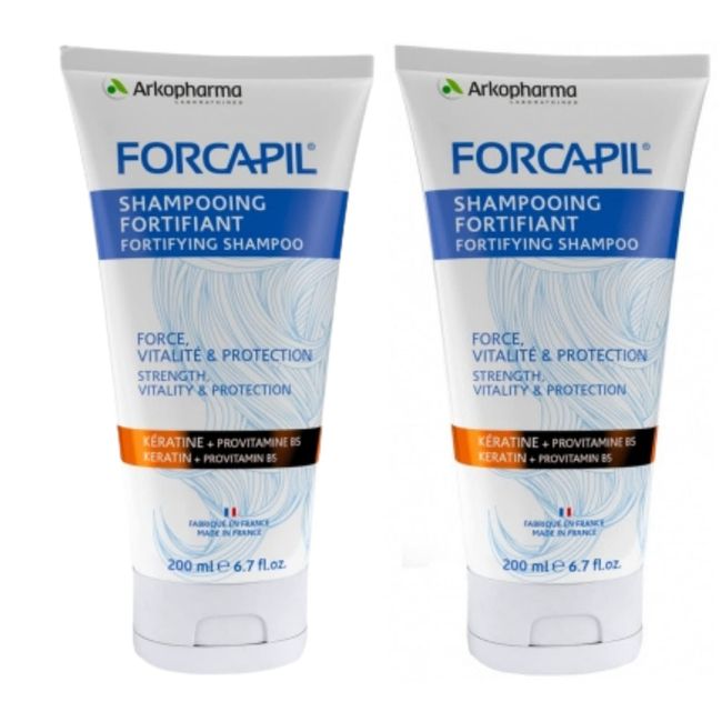 Forcapil Arkopharma Fortifiant Fortifying Keratin Shampoo, 200 ml mit Provitamin B5, 2 Stück (2 x 200 ml)