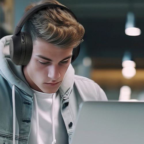 MIXX StreamQ C2 Over-Ear Wireless Stereo Headphones, Bluetooth Wireless Earphones, 25-Hour Battery, Foldable Design, Black