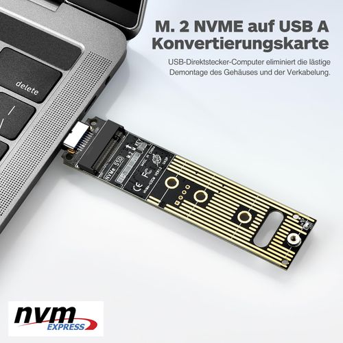 ELUTENG M.2 NVMe to USB Adapter Card 10Gbps Type A, PCIe NVMe Converter Reader 10Gbps for M Key Support 2230 2242 2260 2280 SSD