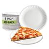 400 Pack White Uncoated Paper Plates Diameter Recyclable Microwave Safe 9" Inch