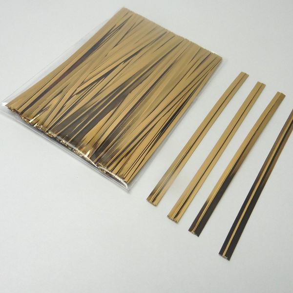 Metallic 3" 1000pcs GOLD Twist Ties For Cello Bags Lollipop Candy Cakepop