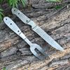 HANDMADE Damascus Steel Steak knife & fork pair Chef Kitchen Dining X453
