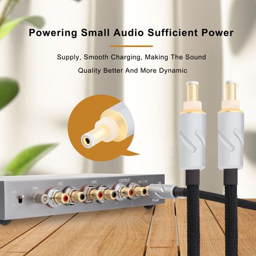 DC Cable 4N 99.998% Pure Silver HiFi Audio DC Power Cable DC Extension Cord 5.5mm x 2.1mm 12V 0.5A High Purity OFC Audiophile Power Cord for Audio,Speakers, Subwoofers, Home Theater,Amp（2M/6.6Ft）