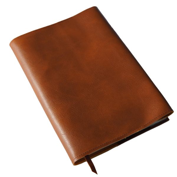 Goges Book Cover, A5, Waterproof Leather, High-Quality Synthetic Leather, Available in Various Colors and Sizes, Fits Thick Books, Adjustable Size, Bookmark Included, Lightweight, Fashionable, Brown