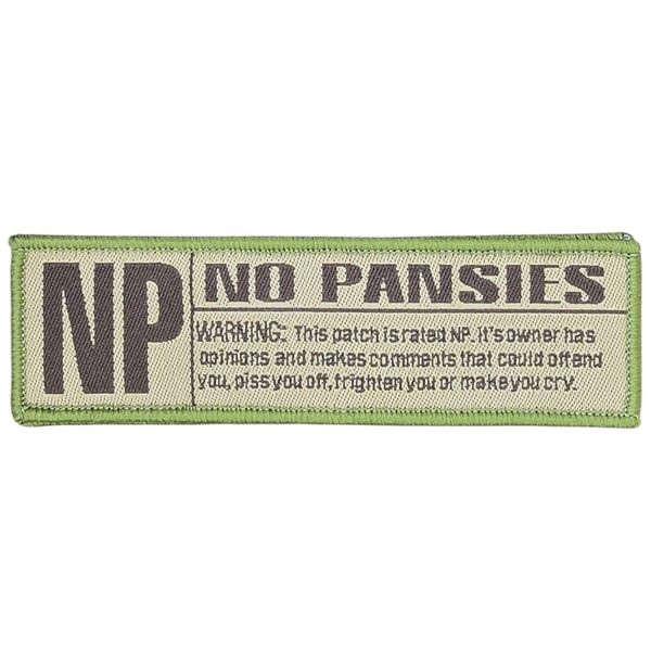 NP NO PANSIES WARNING FUNNY TAB TACTICAL HOOK MULTICAM MORALE PATCH
