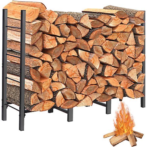 4Ft Firewood Rack Outdoor Indoor Holder Fireplace Wood Storage Brackets Kit