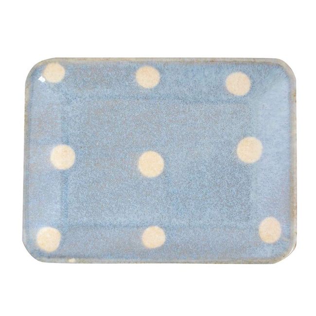 Kakuni K14233 Mino Ware Plate, Long Square Plate, Approx. 5.9 x 4.7 inches (15 x 12 cm), Poan, Light Blue, Made in Japan