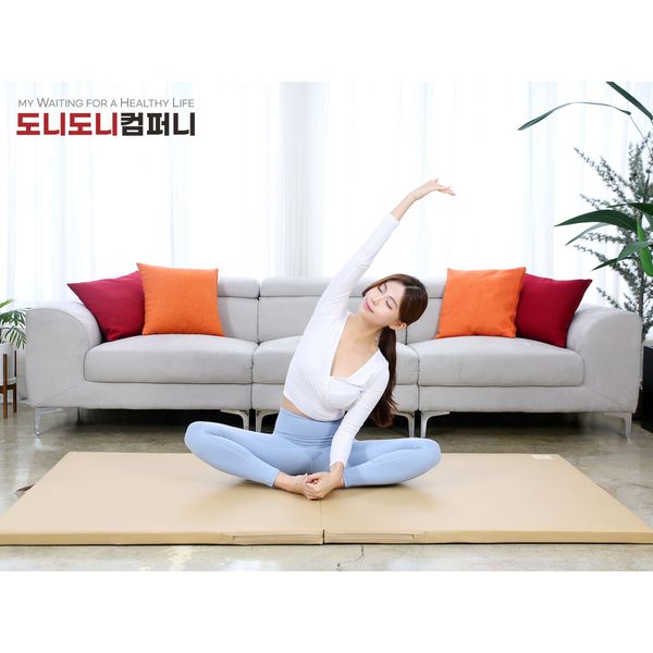 Domestic 45mm thick 2-fold folder noise between floors yoga exercise mat folding yellow beige hard mattress, wide type 990 yellow beige