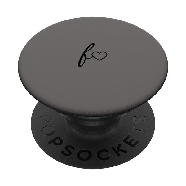Black Initial Letter F Heart Minimalist Gray PopSockets Swappable PopGrip