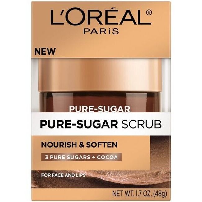 L'Oreal Paris Pure Sugar Scrub +Cocoa Nourish and Soften, 1.7 oz