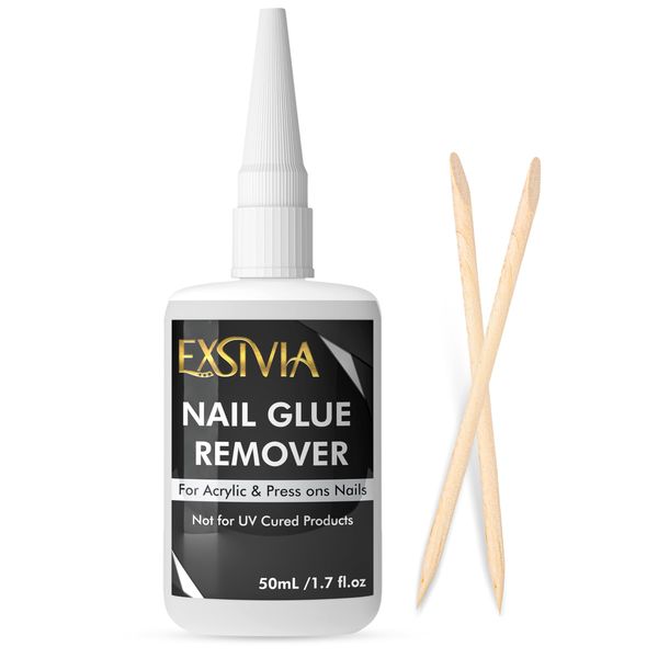 EXSIVIA Nail Glue Remover for Press On Nails, Acrylic Nails & Glue On Nails - 50mL Non-Acetone, Gentle & Odorless Debonder Serum