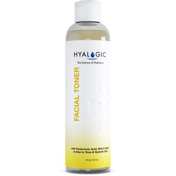 Hyalogic Facial Toner with Witch Hazel 8oz - Spa HA Hyaluronic Acid & Aloe Vera, Alcohol Free Hydrating Toner Astringent for Face, 8 fl oz