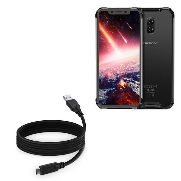 BoxWave Cable Compatible with Blackview BV9600 Plus - DirectSync - USB 3.0 A to USB 3.1 Type C, USB C Charge and Sync Cable - 6ft - Black