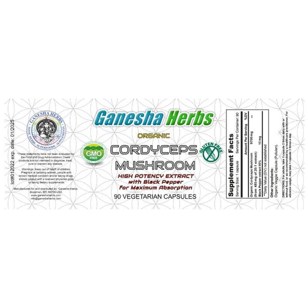 CORDYCEPS SINENSIS MUSHROOM High Potency Extract 2 bottles (180 capsules total)
