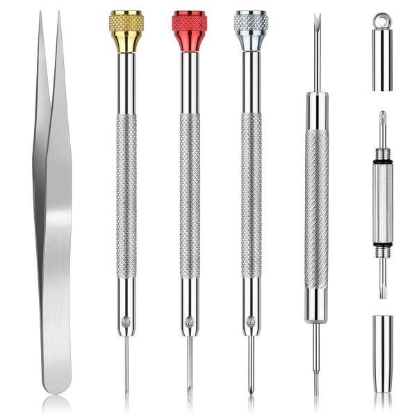 JOREST Watch Screwdriver Set for Glasses & Clock Repair, Small Screwdrivers Flathead Phillips Hex, Watchmaker Tool for Watch Back Removal & Watch Strap Link Removal & Watch Battery Replacement