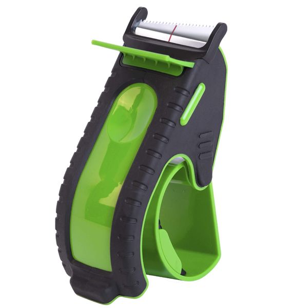 Green P-2200] TENDO° Smart Packing Tape Dispenser, Easy Cut Tape Gun, Ergonomic Tape Dispenser for 2" Packing Tapes with a Patented 10° sloped Chromium Blade.