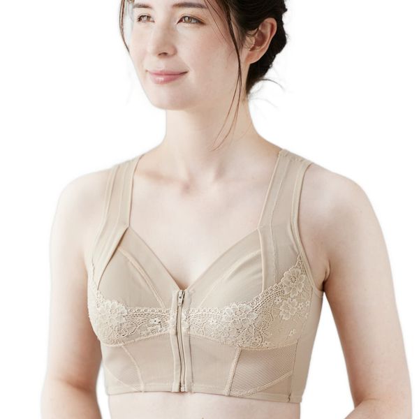 YUMEHAN Brass, Back Support, Open Front, Wireless, Half-Top, Posture Correction, Hunching, Correct Posture, Inner, beige