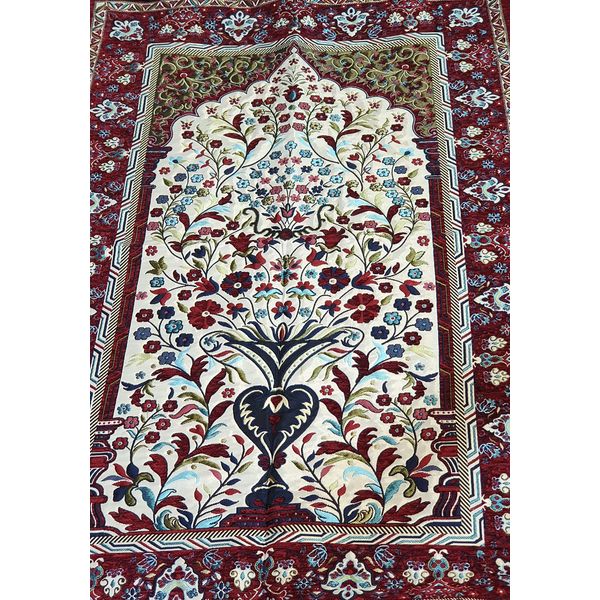Taqwa Light chenille large prayer mat with Ottoman pattern