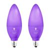 2 Pack Bluex LED Candle Purple Light Bulb - 4W (40Watt Equivalent) - E12 Base