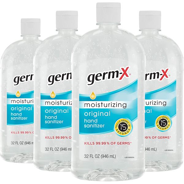 Germ-X Original Hand Sanitizer, Non-Drying Moisturizing Gel 32 Fl Oz Pack of 4