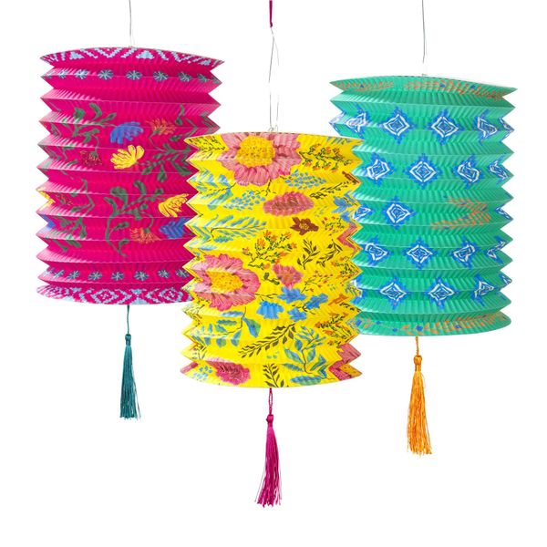 Talking Tables PAPERLANTERN Boho Paper Lanterns 3Pk, Papier, Rose