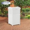 Suncast Wicker Resin Outdoor Hideaway Trash Can Bin with Latching Lid (2 Pack)