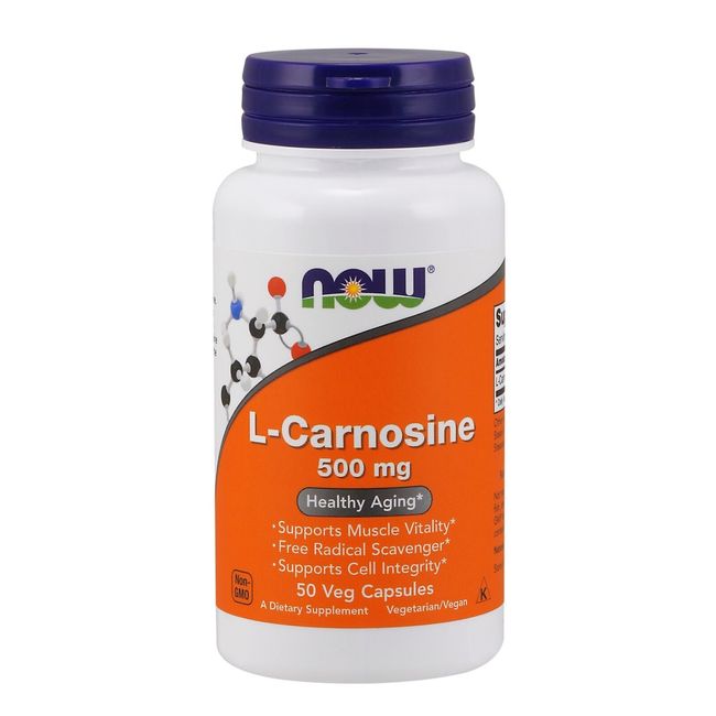 NOW Foods L-Carnosine, 500 mg, 50 Veg Capsules