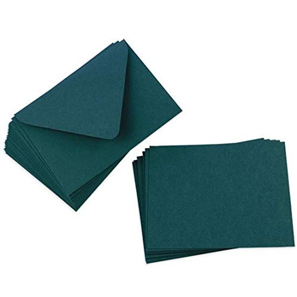 Cards with Envelopes, Dark Teal Blue Matt, A2 Flat, 25 Pack