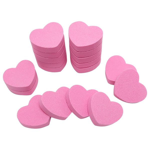 50 Pcs Heart Mini Nail Buffers Sponge Mini Nail Files Double Sided Nail Buffer Blocks Small Nail Sanding Blocks for Acrylic and Natural Nails Manicure Tools Pink