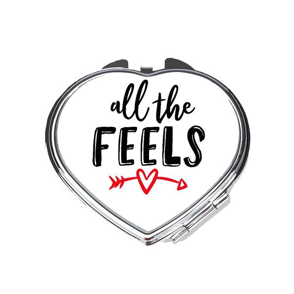 All the feels [CM17PMR] romantic statement compact pocket mirror - silver heart shape