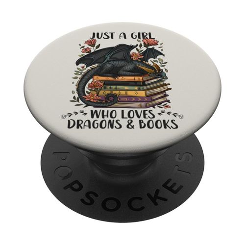 Just A Girl Who Loves Dragons & Books Cottagecore Book Lover PopSockets Standard PopGrip