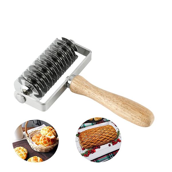 Akaigu Stainless Steel Roller Dough Lattice Pizza Roller Cutter Kitchen Cooking Baking Tools