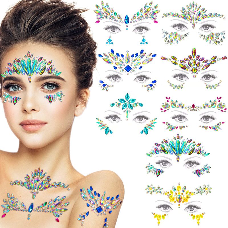 Set of 8 Glitter Stones Face Festival Outfit, Glitter Stones Self ...