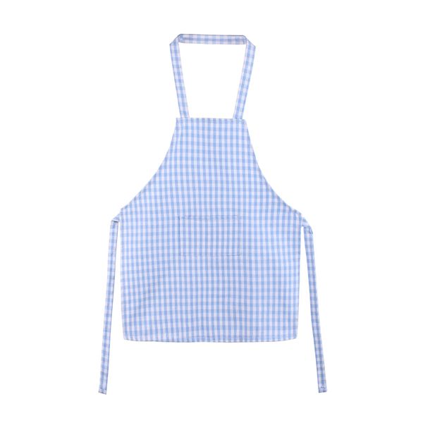 Jennice House Kids Aprons, Children's Artists Aprons Pure Cotton Gingham Aprons with Pocket and Adjustable Neck Strap, Painting Apron, Baby Chef Apron Party Aprons (Blue, S)