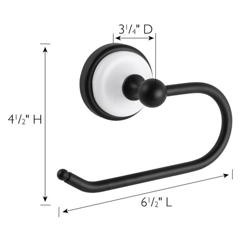 Design House 559294 Savannah Toilet Paper Holder Wall Mounted for Bathroom, Matte Black and White