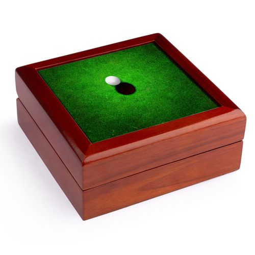 3dRose A Golf Ball Sitting At A Golf Hole On Grass Graphic, Jewelry Box jb-213666-1