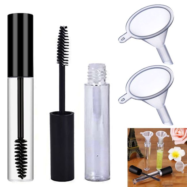 Empty Mascara Tube,Wand Refillable Mascara Tube,DIY Eyelash Cream Mascara,DIY Eyelash Cream Container,Empty Refillable Mascara Tube,Eyeliner Tube Vials Bottle with Rubber Inserts and Funnels Kit