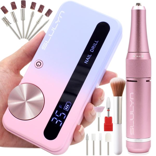 Nail Drill Professional, 35000 RPM Powerful Nail Drill for Acrylic Nails Gel Polishing, Portable Electric Nail Drill Machine with Drill Kit, Rechargeable Nail File for Manicure Pedicure Salon Home