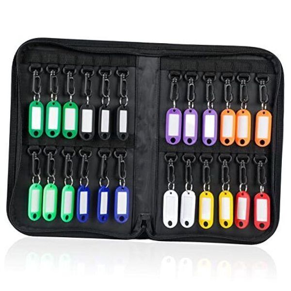 Zippered Key Case Organizer Waterproof and Fireproof Key Binder with 24 Keys