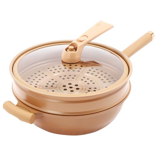 Micro Pressure Cooker with Steamer Basket, Multifunctional Non-Stick Clay Pot, 12.6in Aluminum Alloy Micro Pressure Cooker, with Clear Lid