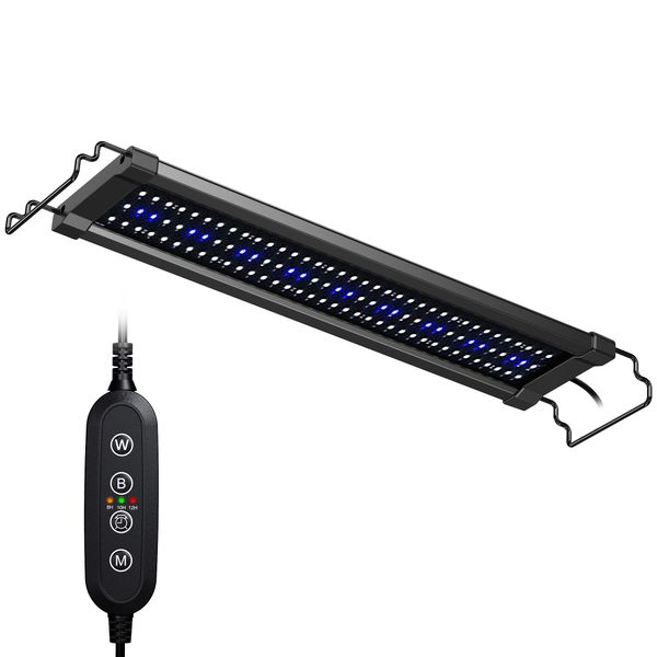 NICREW ClassicLED Gen 2 Aquarium Light, 15 Watts, Dimmable LED Fish Tank Light with 2-Channel Control, White and Blue LEDs, Size 18 to 24 Inch