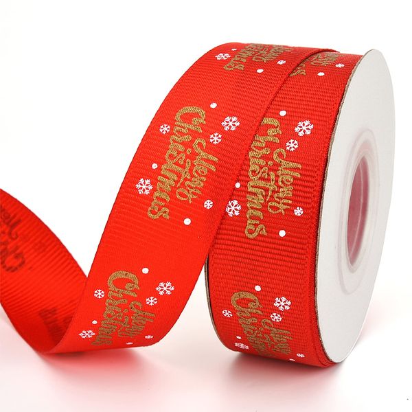 Christmas Ribbon for Gift Wrapping,Red Merry Christmas Ribbons for Crafts,9 M 20mm Wide Xmas Snowflake Ribbons for Christmas Cake Tree Wreaths Cards Party Decorations Wrapping Ribbon Roll