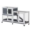 Outdoor Rabbit Cage Elevated Pet House with Lockable Doors, Grey & White
